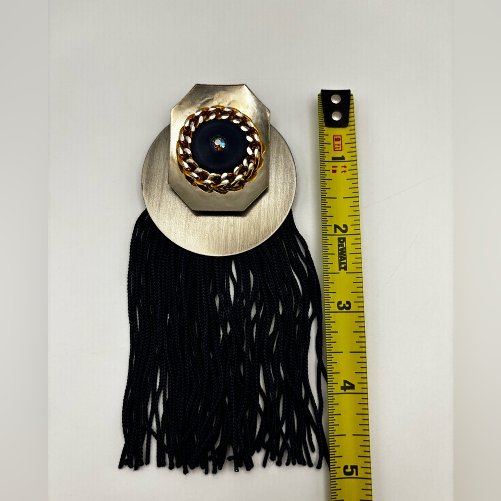 Handmade Mixed Metal Geometric Tassel Brooch – Avant Garde Statement Pin - Picture 12 of 12